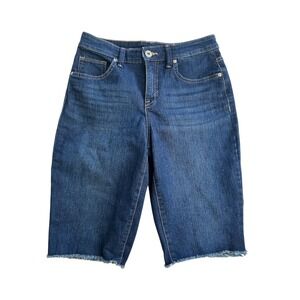 Style‎ & Co Bermuda Shorts Frayed Hem Denim Blue Jean Capri Size 2